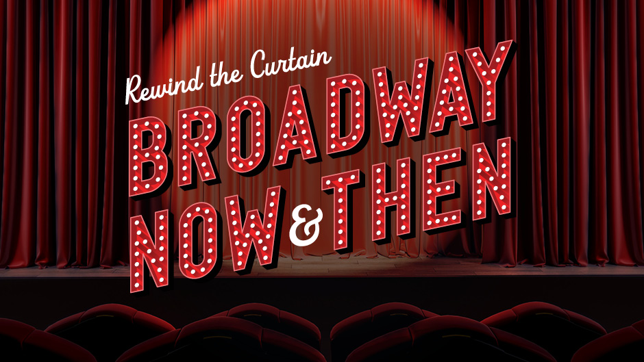  red curtains with Rewind the Curtain in letters with light bulbs